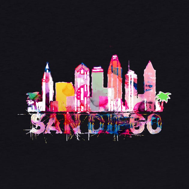 San Diego City Watercolor shirt by DimDom